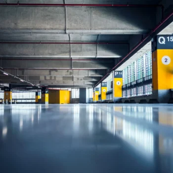 polished concrete flooring in parking garage