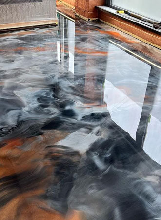 metallic epoxy finish office building