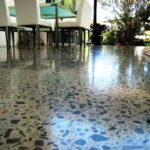 polished concrete floor in kitchen